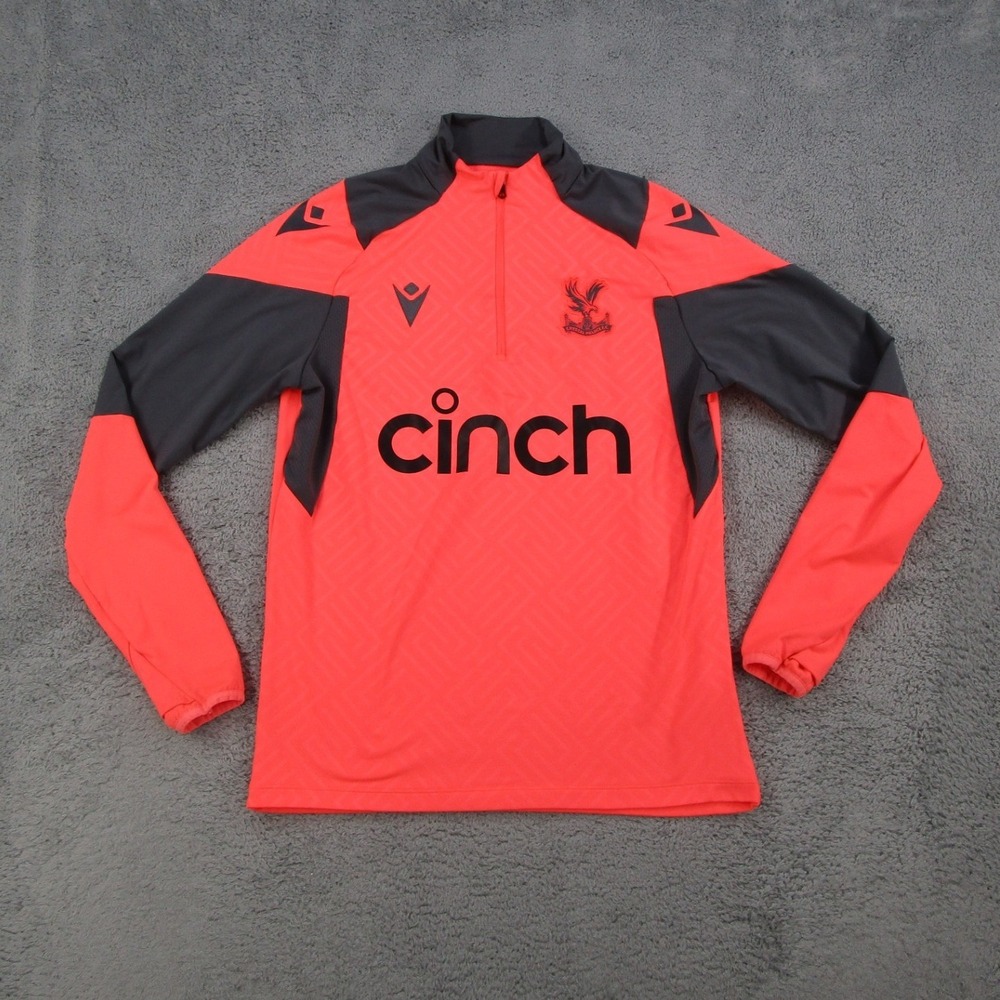 Macron Crystal Palace FC Training Top Mens Small Red Grey 1/4 Zip Soccer Jersey